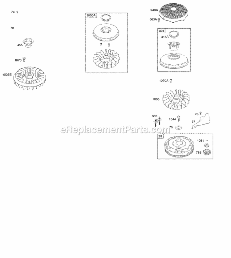 Flywheel Diagram and Parts List for 21B807-0114-B1  Briggs and Stratton Engine
